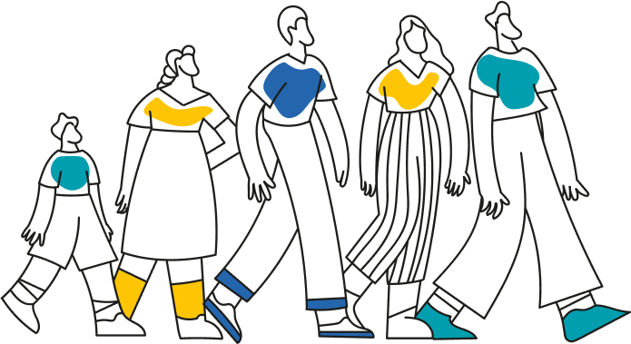 Ilustración de personas caminando