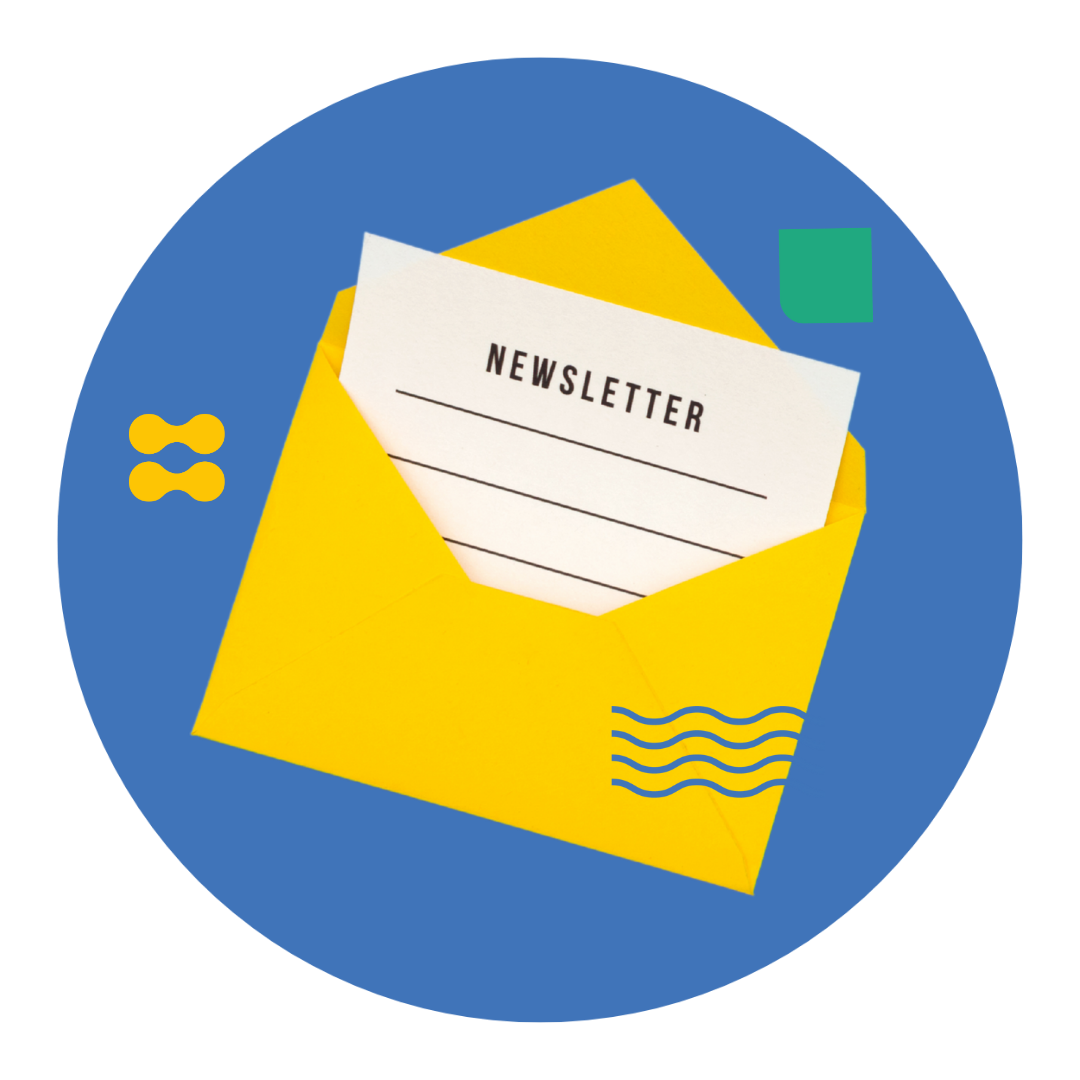Gráfico muestra un sobre con una carta que dice "Newsletter"